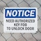 Signmission Need Authorized Key Fob To Unlock Door OSHA Notice Sign, Plastic, 10in W x 7in L, 2PK OS-2PACK-NS-P-710-L-15966 - alternate 7